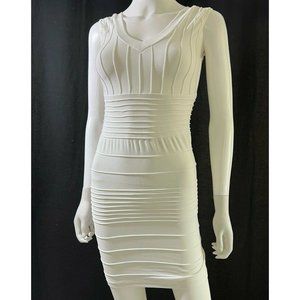 Colorful Women's Mini Dress Bodycon White Spandex V-Neck Sleeveless One Size